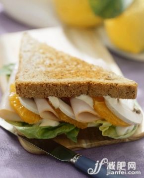 开胃品,面包,早餐,柑橘属,充满_gic11114483_California sandwich with smoked turkey breast & oranges_创意图片_Getty Images China