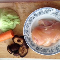 减脂食谱-油煎杂蔬鸡胸肉饼的做法图解1