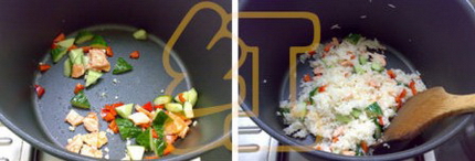 金艳果三文鱼炒饭的做法步骤5-6