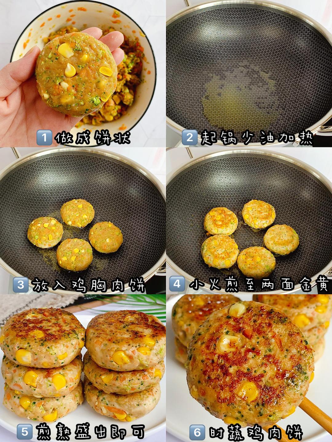 低脂低卡减脂餐❗鲜香味美的时蔬鸡肉饼～的做法 步骤3