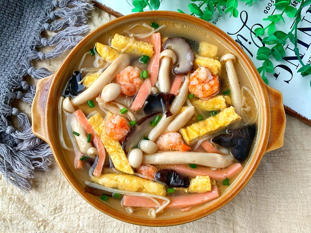 低卡减脂餐~三鲜菌菇汤的做法 步骤5