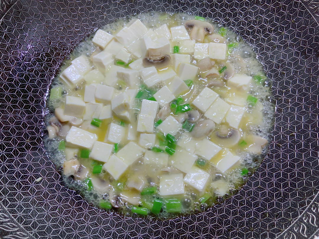 松茸鸡汁口蘑豆腐【低脂美味】的做法 步骤5