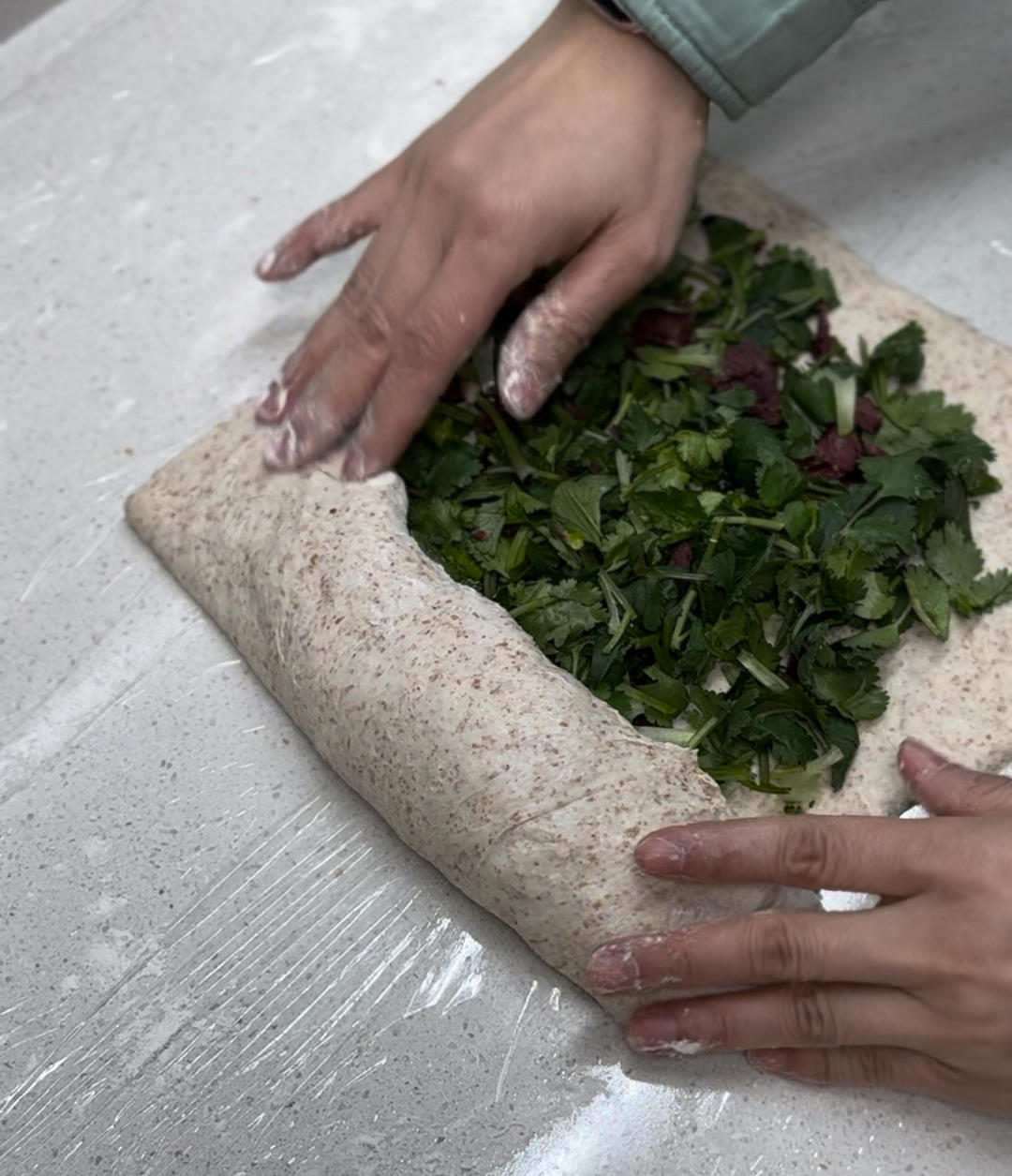 料多多 少油无糖 牛肉香菜恰巴塔 减肥主食的做法 步骤8