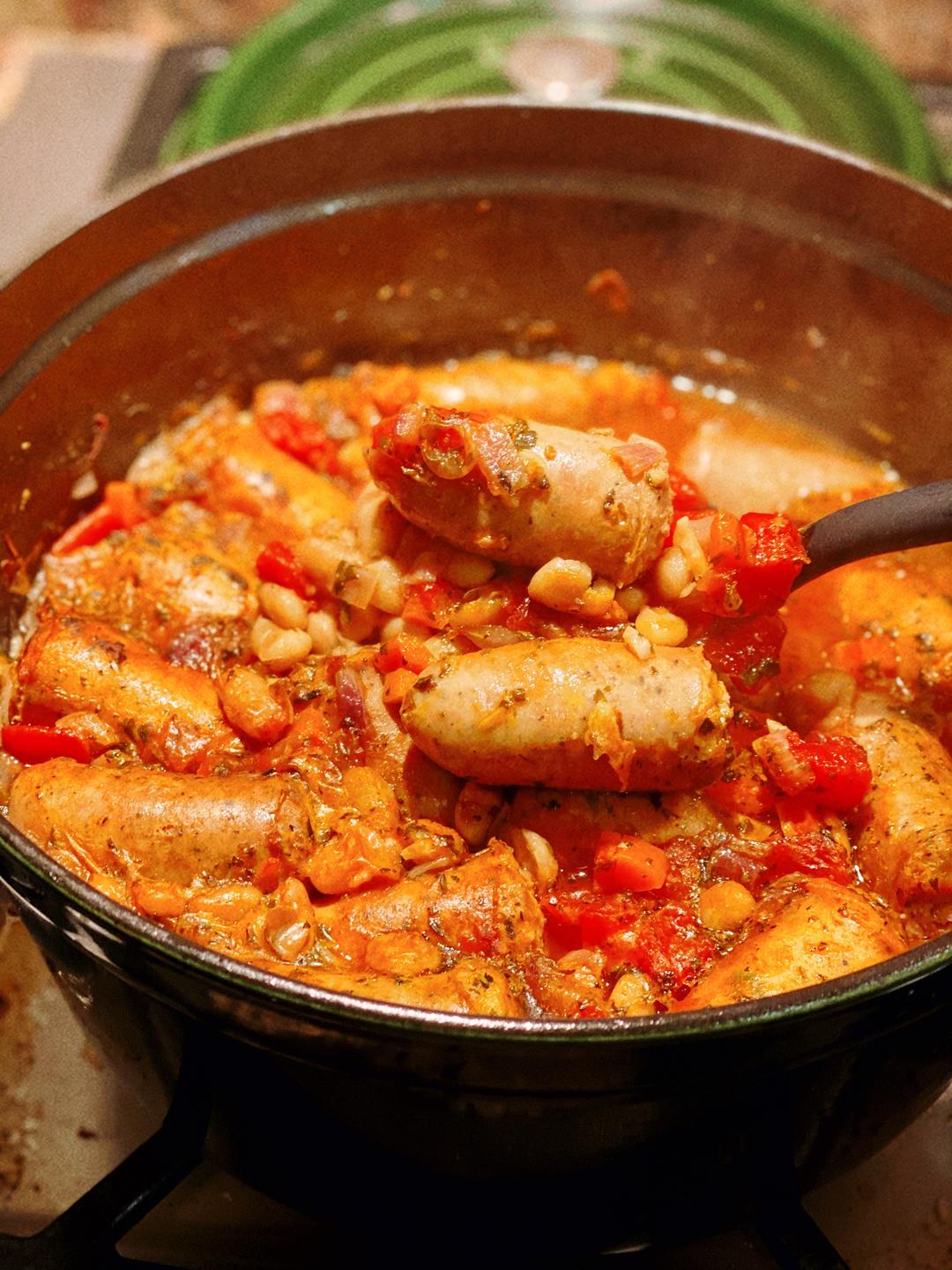 【减脂版】330卡最好吃的减肥餐，法国人的乱炖Sausage Cassoulet的做法 步骤12